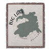 Woven throw blanket with Big Lake Arizona map outline and compass graphic.
