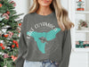 Grey sweatshirt with Lake Cuyamaca California graphic and compass detail.