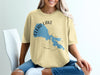 Clear Lake California map graphic on a yellow t-shirt with compass graphic.