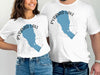 White t-shirts featuring Pyramid Lake, Nevada map graphic with compass rose.