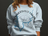 Light blue sweatshirt with Summersville Lake and compass graphic, West Virginia.