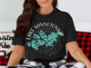 Black t-shirt with Lake Minnetonka and Minnesota map graphic with compass.