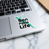 San Pablo Life sticker on a laptop keyboard