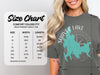 Comfort Colors 1717 size chart for heavyweight adult tee with width and length measurements.