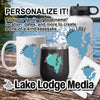 Personalized Sebago Lake mug, tumbler, water bottle, and coaster.
