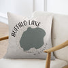 Buffalo Lake Minnesota graphic pillow on a chair.