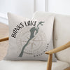 Throw pillow with Banks Lake, Washington map and compass design.