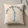 Pillow with Lake Blackshear Georgia map and compass design.