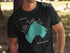 Black t-shirt with teal map of Little Turtle Lake, Minnesota.