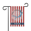 Garden flag with red and white stripes, lake map, and "The Smith Family".