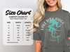 Size chart for Comfort Colors 1717 heavyweight adult tee with width and length measurements.