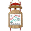 Sled ornament with "Merry Christmas From Mountain Island Lake" text and lake graphic.