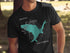 Black t-shirt featuring a teal map of Lake Siskiyou, California.