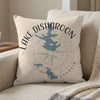 Pillow with Lake Disharoon, Georgia map, compass rose and text.