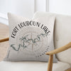 Pillow with Fort Loudoun Lake map and compass design, Tennessee.