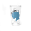 Clear glass pint glass with "Lake Hefner Oklahoma" and map design.