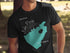 Black t-shirt with "Lake Perris, California" and compass design.