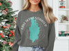 Crewneck sweatshirt with Derwentwater map and compass graphic