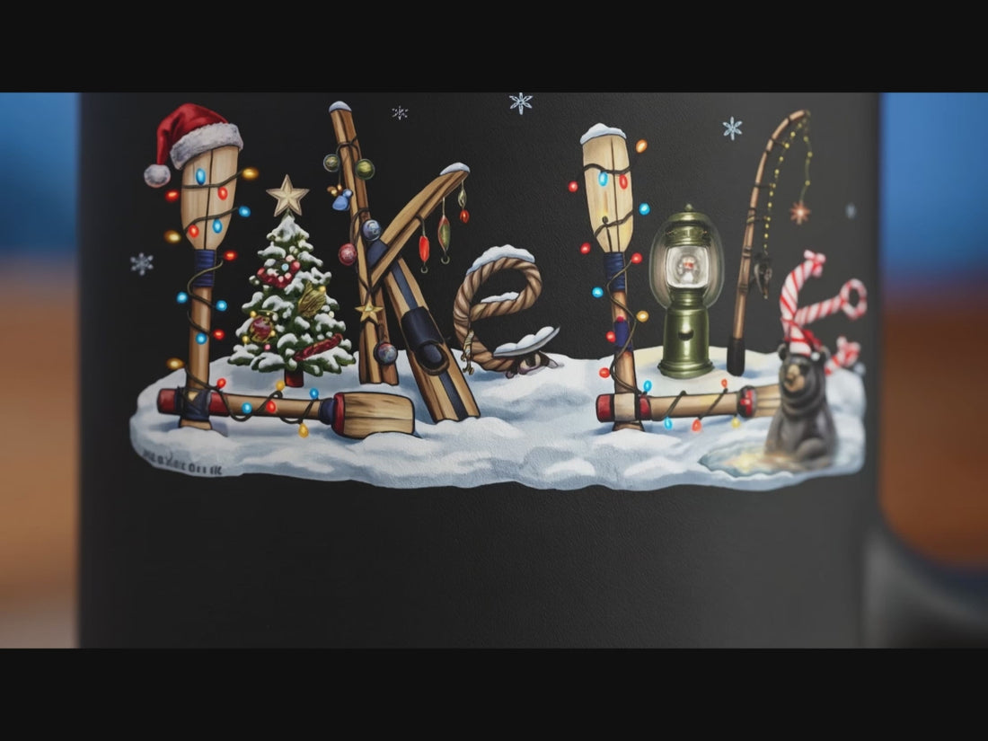 Translation missing: en.Christmas Stainless Steel Coffee Mug 15 oz. | Lake Life Insulated Stainless Steel Mug with Lid | Coffee and Tea Holiday Christmas Mug